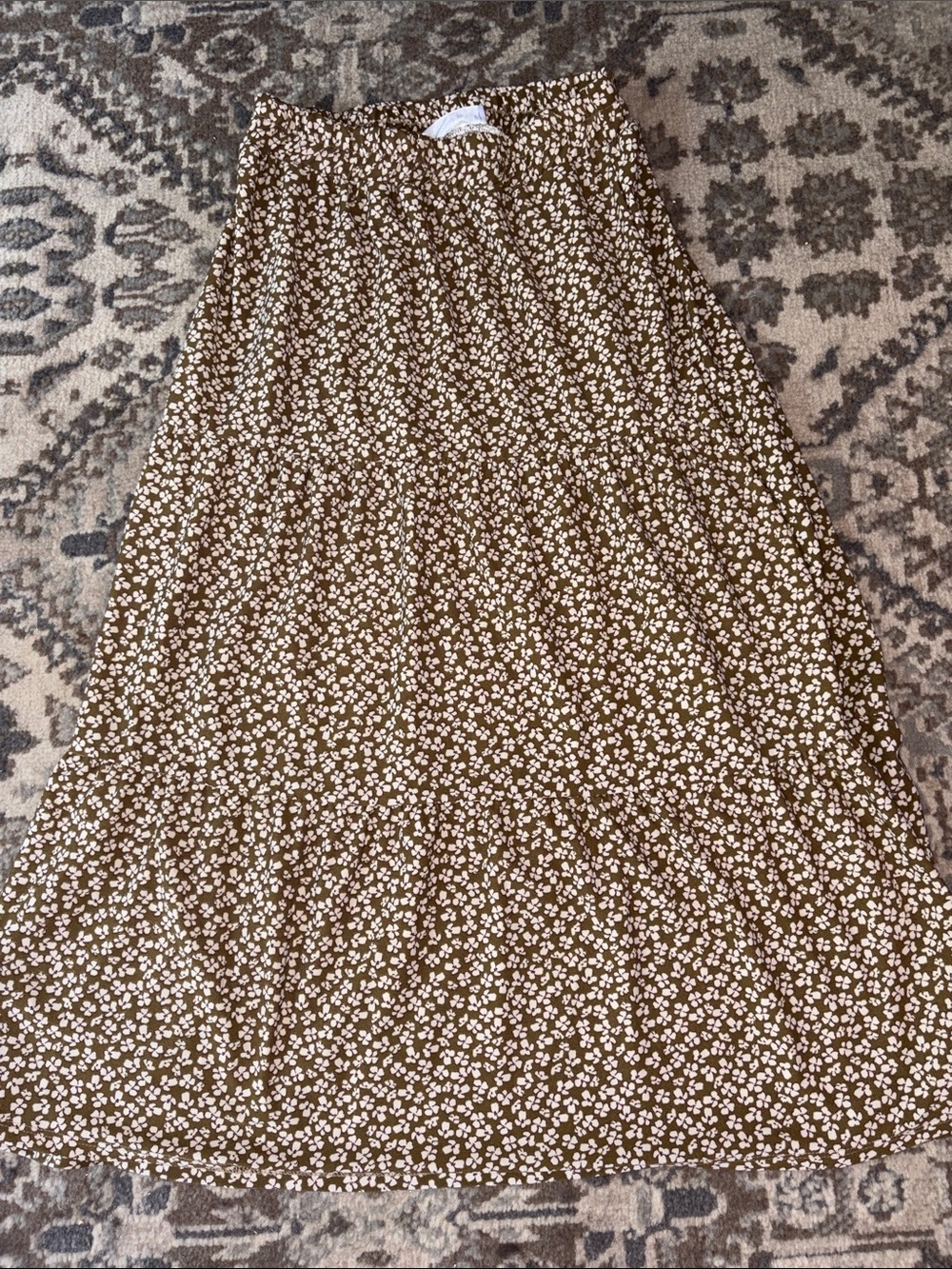 Women's Maxi Skirt in Brown Floral Print